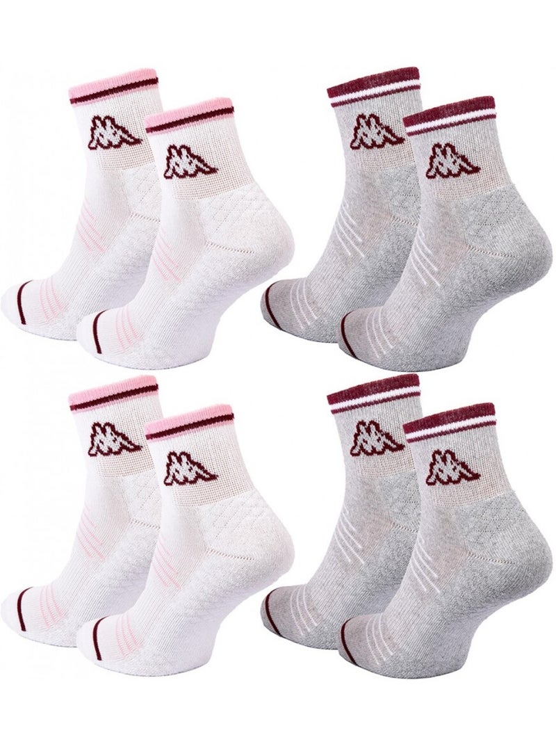 Calcetines Mujer QUARTER KAPPA - Pack de 4 Gris blanco - Kiabi