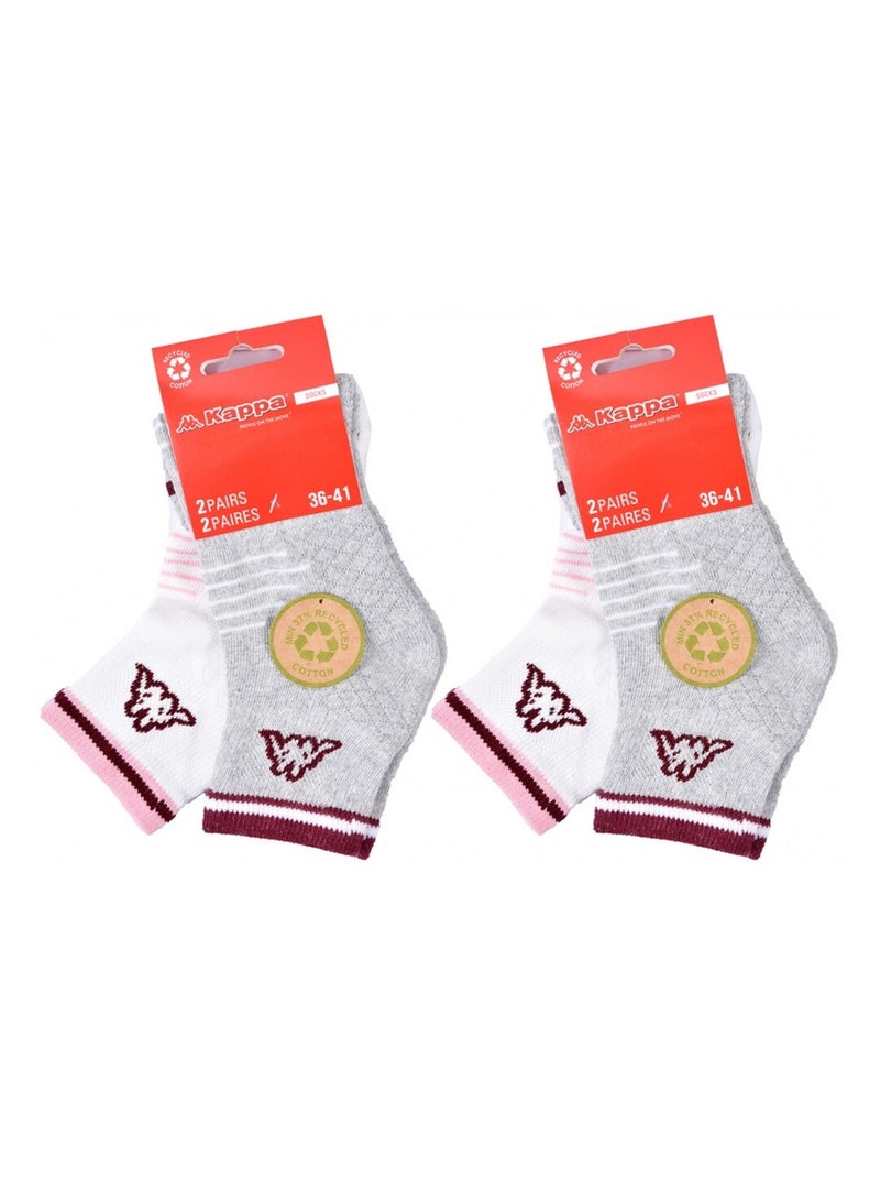 Calcetines Mujer QUARTER KAPPA - Pack de 4 Gris blanco - Kiabi