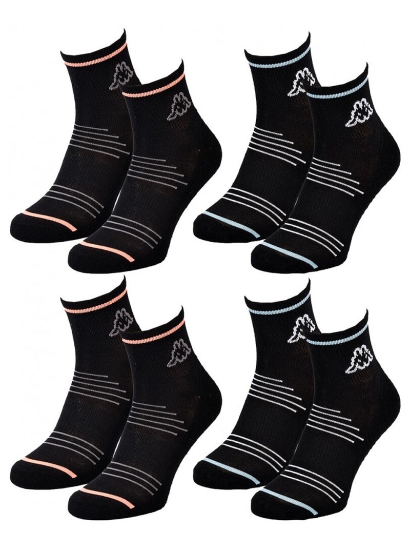 Calcetines Mujer QUARTER KAPPA - Pack de 4 Negro - Kiabi