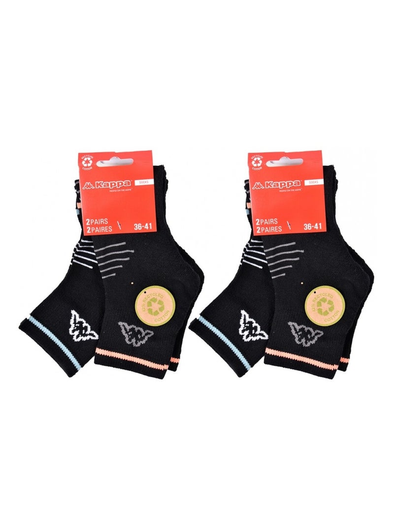 Calcetines Mujer QUARTER KAPPA - Pack de 4 Negro - Kiabi
