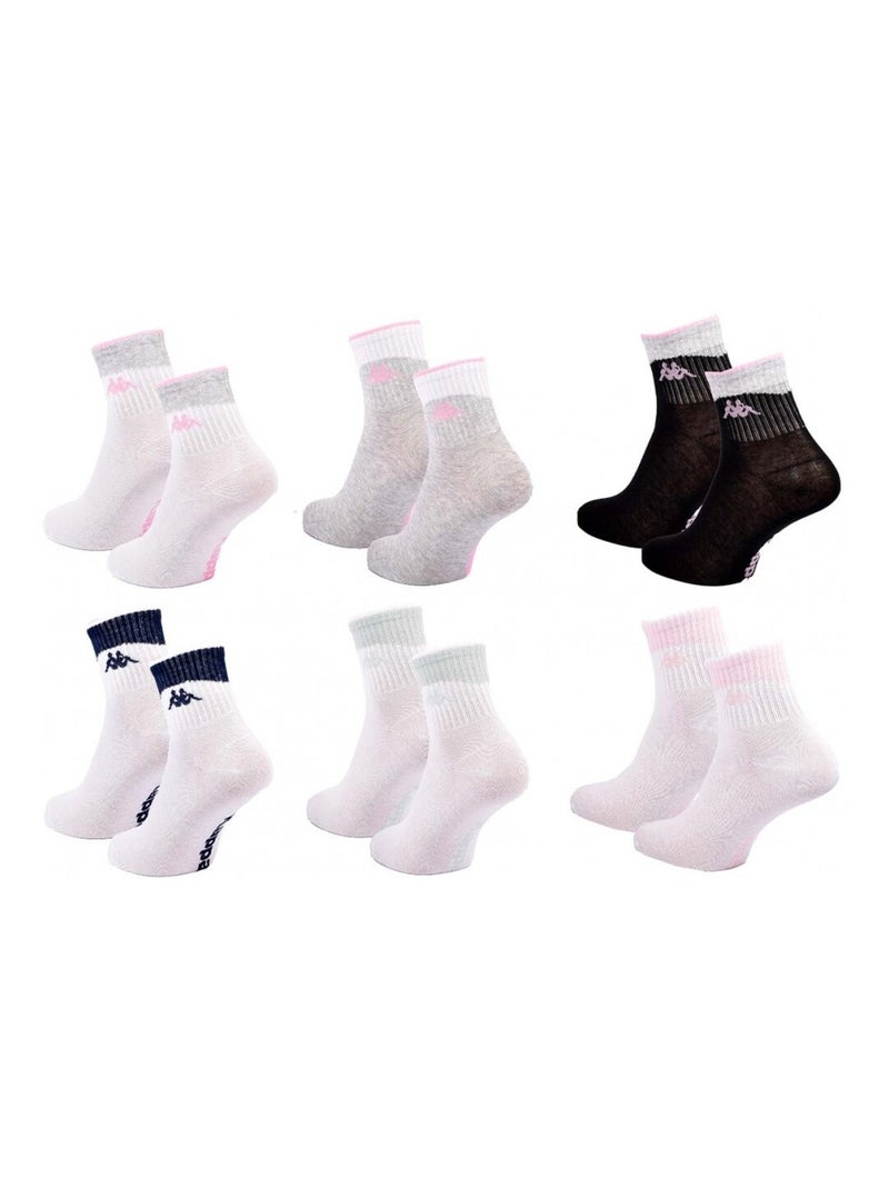 Calcetines Mujer QUARTER KAPPA - Pack de 6 Blanco Gris antracita Negro - Kiabi