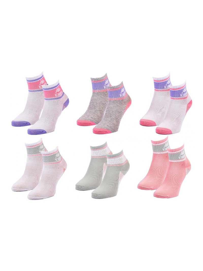 Calcetines Mujer QUARTER KAPPA - Pack de 6 Blanco Malva Gris - Kiabi