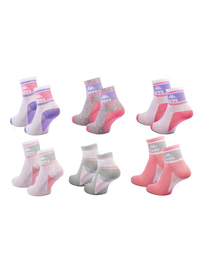 Calcetines Mujer QUARTER KAPPA - Pack de 6 Blanco Malva Gris - Kiabi