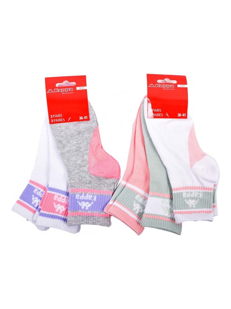 Calcetines Mujer QUARTER KAPPA - Pack de 6 Blanco Malva Gris - Kiabi