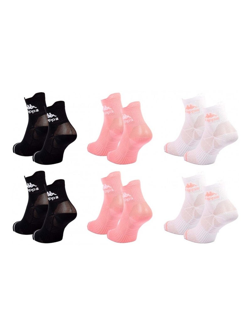 Calcetines Mujer QUARTER KAPPA - Pack de 6 Negro Multicolor Blanco - Kiabi