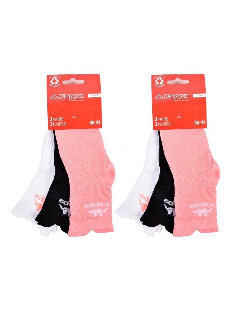 Calcetines Mujer QUARTER KAPPA - Pack de 6 Negro Multicolor Blanco - Kiabi