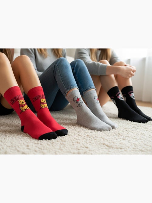 Calcetines Mujer Winnie the Pooh DISNEY Pack de 3 Pares - Kiabi Calcetines Mujer Winnie the Pooh DISNEY Pack de 3 Pares - Kiabi
