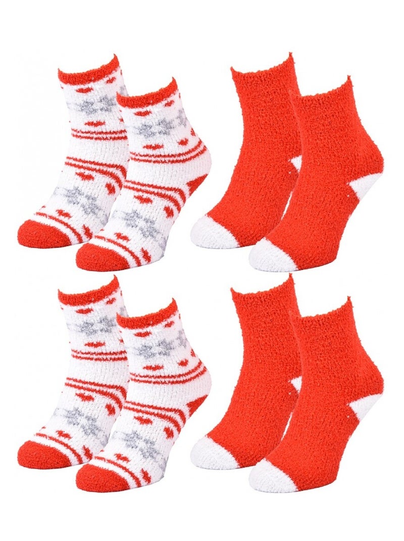 Calcetines Mujer WINTER SOCKS - Pack de 4 Blanco Rojo Gris - Kiabi