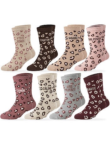 Calcetines niña lentejuelas mensaje humor ozabi pack de 8 pares