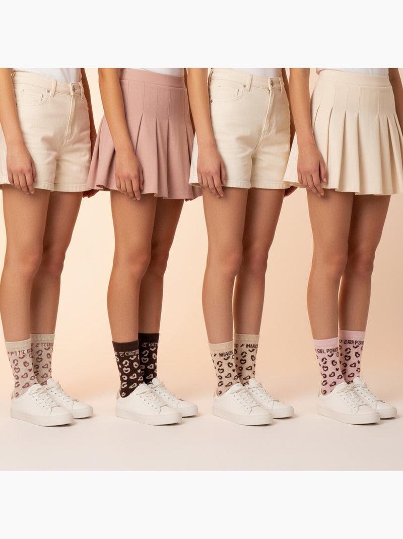 Calcetines niña lentejuelas mensaje humor ozabi pack de 8 pares Rosa/Multicolor - Kiabi