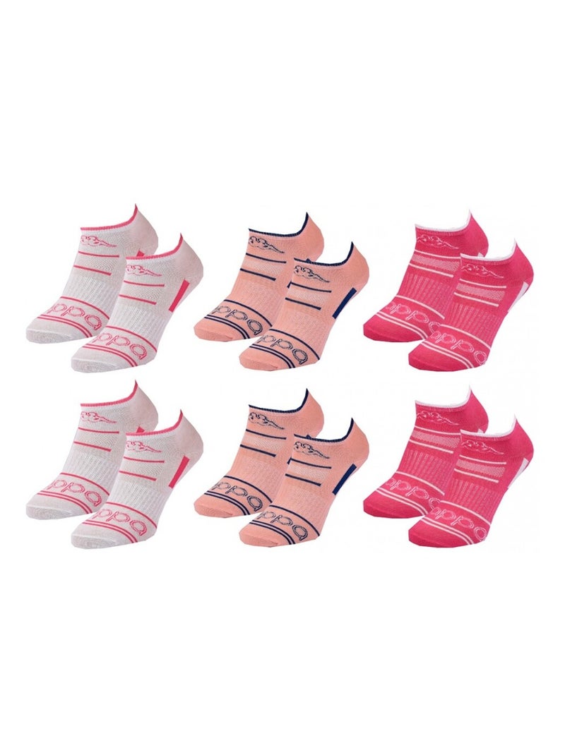 Calcetines Niña SNEAKER KAPPA - Pack de 6 Blanco Rosa oscuro - Kiabi