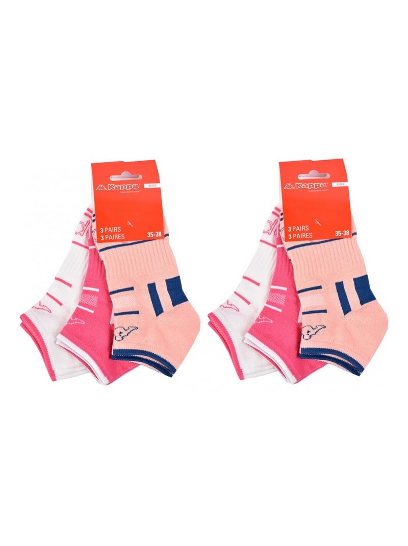 Calcetines Niña SNEAKER KAPPA - Pack de 6 Blanco Rosa oscuro - Kiabi