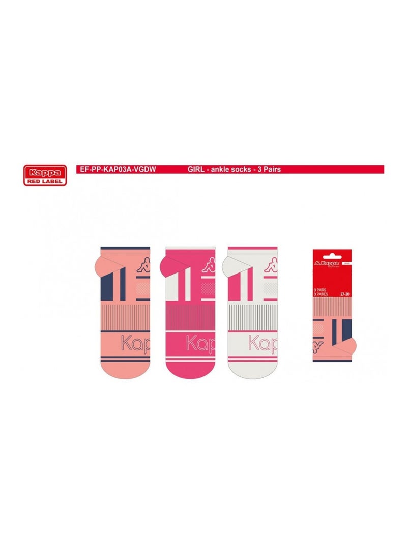 Calcetines Niña SNEAKER KAPPA - Pack de 6 Blanco Rosa oscuro - Kiabi