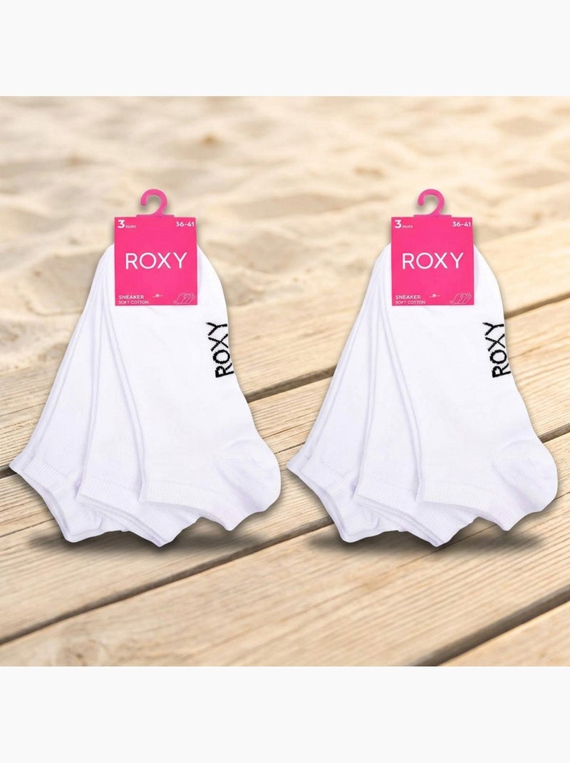 Calcetines niña Sneaker Pack 6 ROXY - Algodón Transpirable Blanco - Kiabi