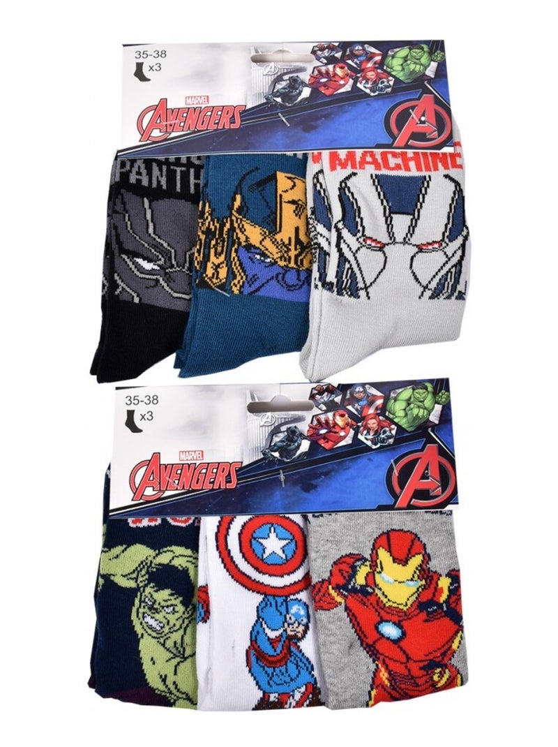 Calcetines Niño Licencia PACK DE 12 PARES AVENGERS Negro Multicolor Azul - Kiabi