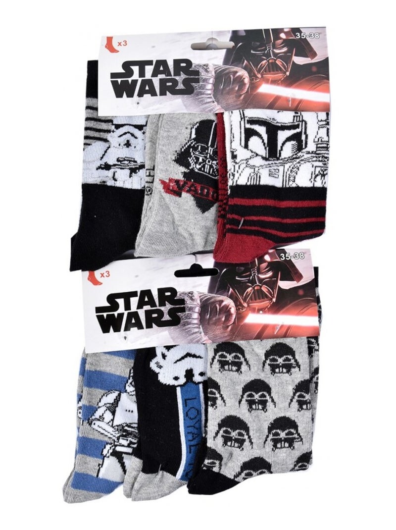 Calcetines Niño Licencia PACK DE 12 PARES STAR WARS Gris burdeos Negro - Kiabi