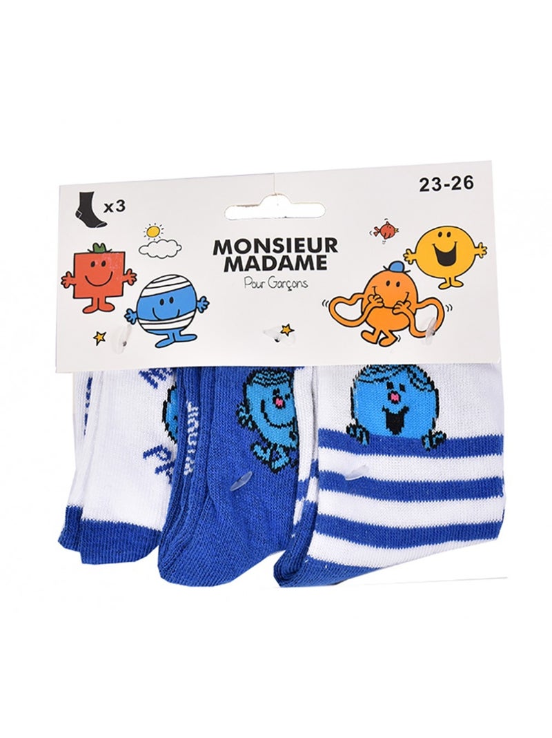 Calcetines Niño Licencia PACK DE 3 PARES Blanco Azul cielo - Kiabi