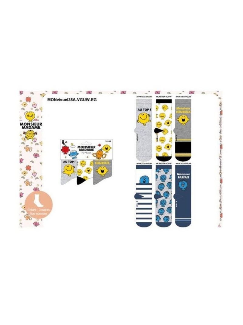 Calcetines Niño Licencia PACK DE 3 PARES Negro Amarillo Gris - Kiabi