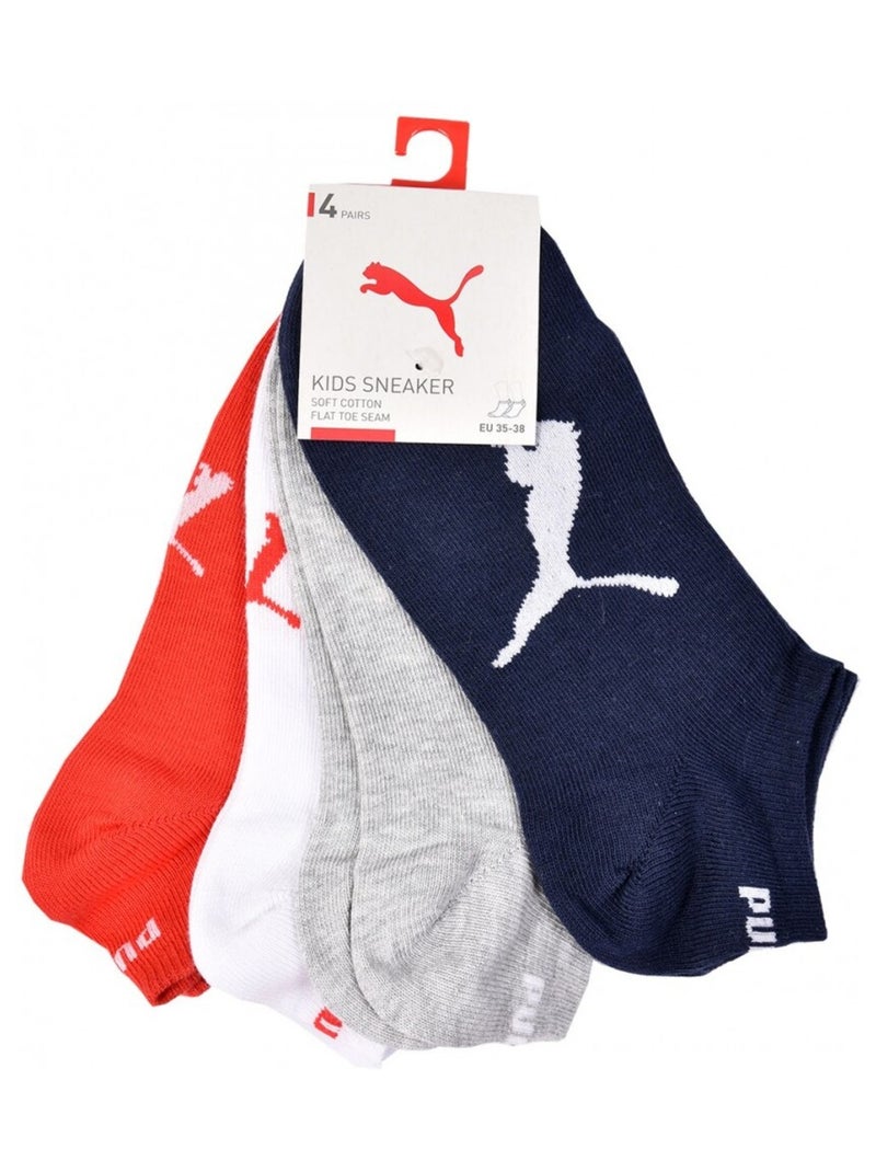 Calcetines Niño PUMA Tobilleros - Pack de 4 Gris rojo azul - Kiabi