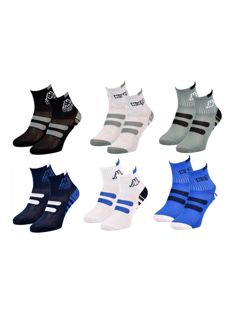 Calcetines Niño QUARTER KAPPA - Pack de 6 Negro Gris antracita Azul - Kiabi
