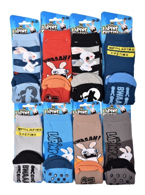 Calcetines Niño RABBIDS CRETINS ABS Antideslizante - Pack de 8 - Kiabi