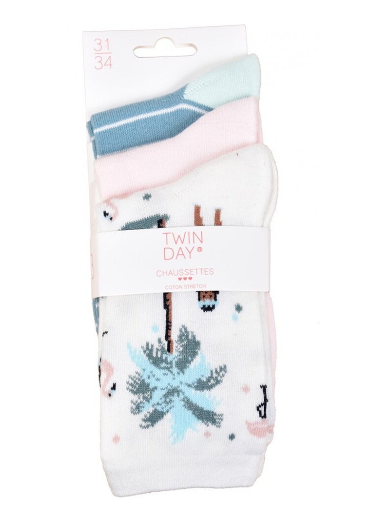 Calcetines Niño TWINDAY - Pack de 6 Azul Rosa claro Blanco - Kiabi