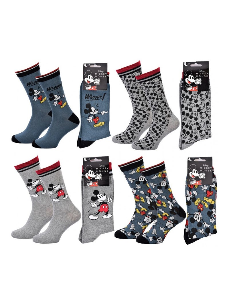 Calcetines Pack Hombre DISNEY MICKEY MOUSE - Pack de 4 Azul Azul Gris - Kiabi