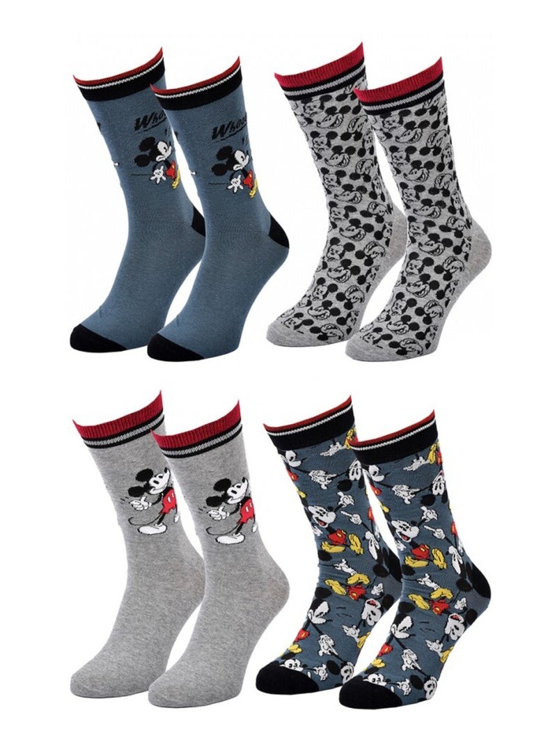 Calcetines Pack Hombre DISNEY MICKEY MOUSE - Pack de 4 Azul Azul Gris - Kiabi
