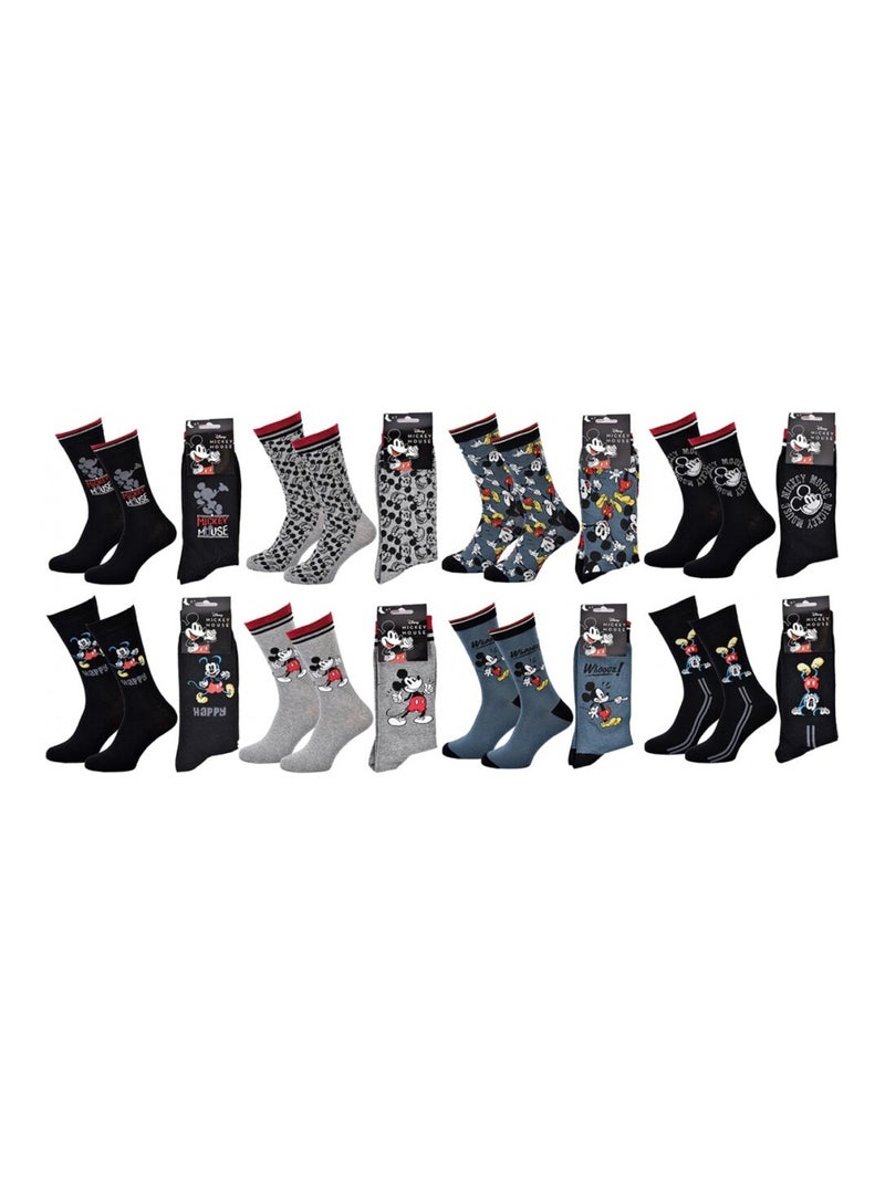 Calcetines Pack Hombre DISNEY MICKEY MOUSE - Pack de 8 Negro Multicolor Negro - Kiabi