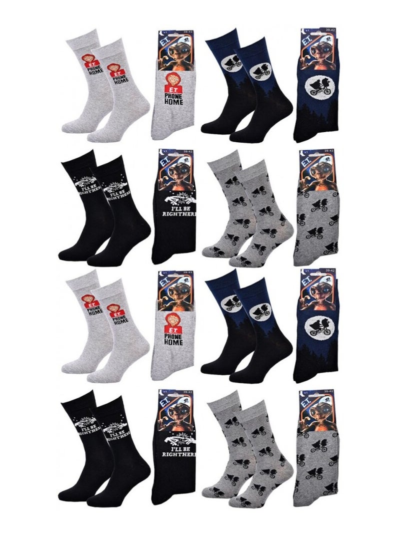 Calcetines Pack Hombre E.T EL EXTRATERRESTRE - Pack de 8 Gris amarillo negro - Kiabi