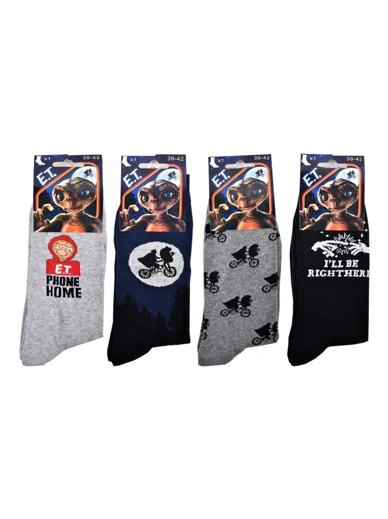 Calcetines Pack HOMBRE E.T L'EXTRATERRESTRE - Pack de 4 Gris amarillo negro - Kiabi