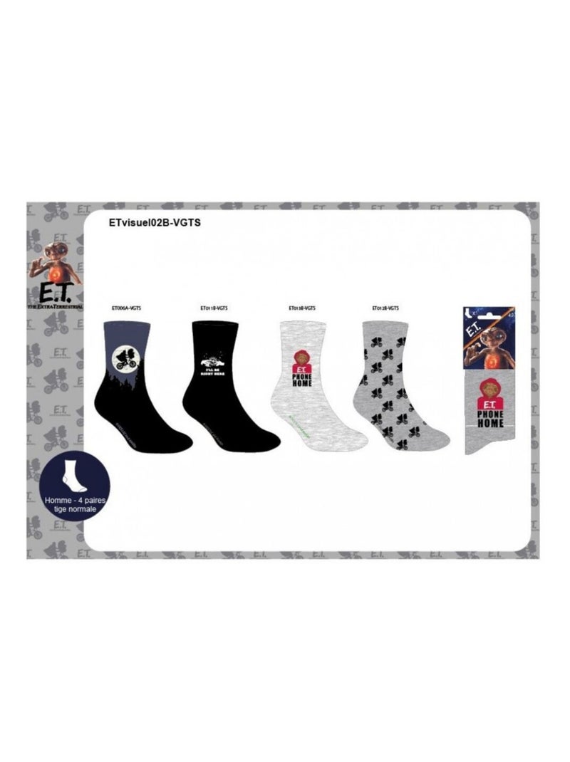 Calcetines Pack HOMBRE E.T L'EXTRATERRESTRE - Pack de 4 Gris amarillo negro - Kiabi