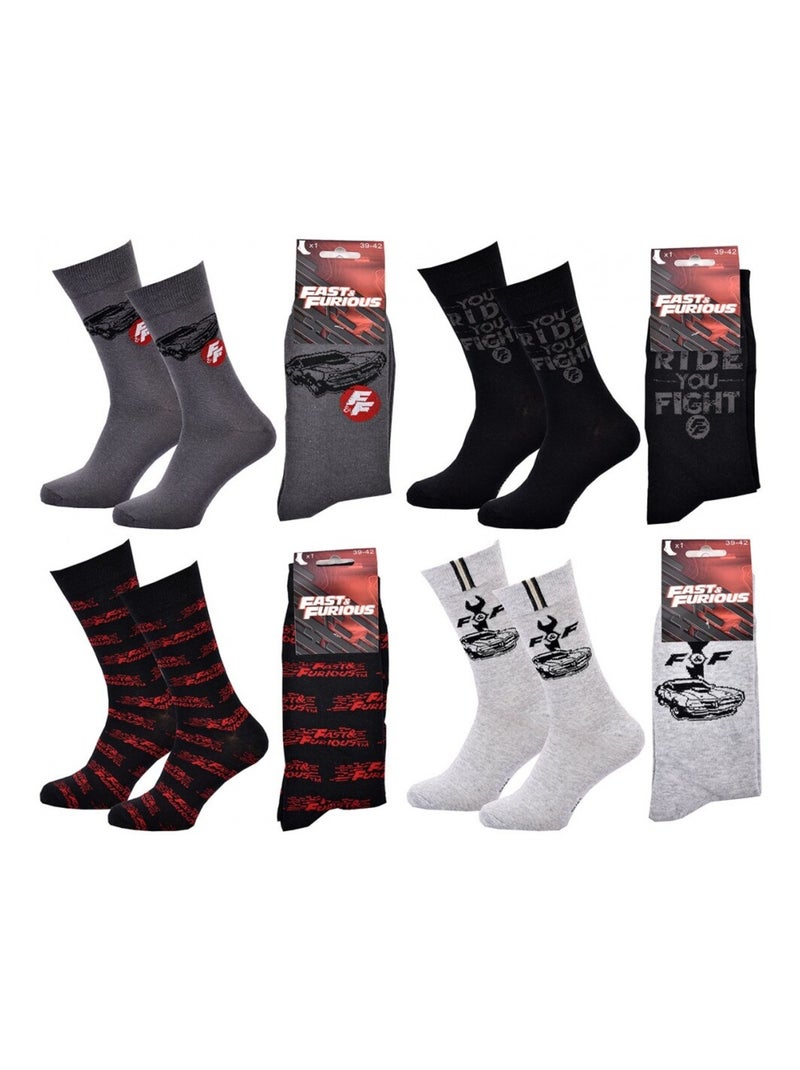 Calcetines Pack Hombre FAST AND FURIOUS - Pack de 4 Gris gris antracita negro - Kiabi