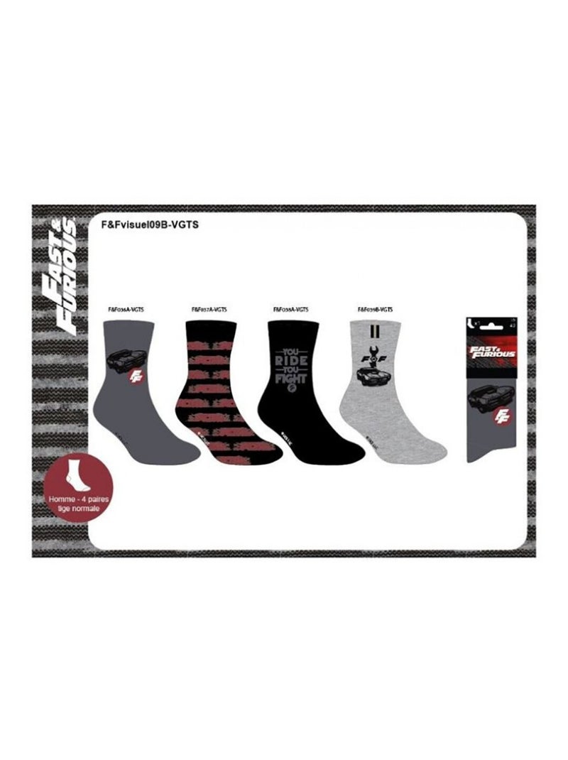 Calcetines Pack Hombre FAST AND FURIOUS - Pack de 4 Gris gris antracita negro - Kiabi