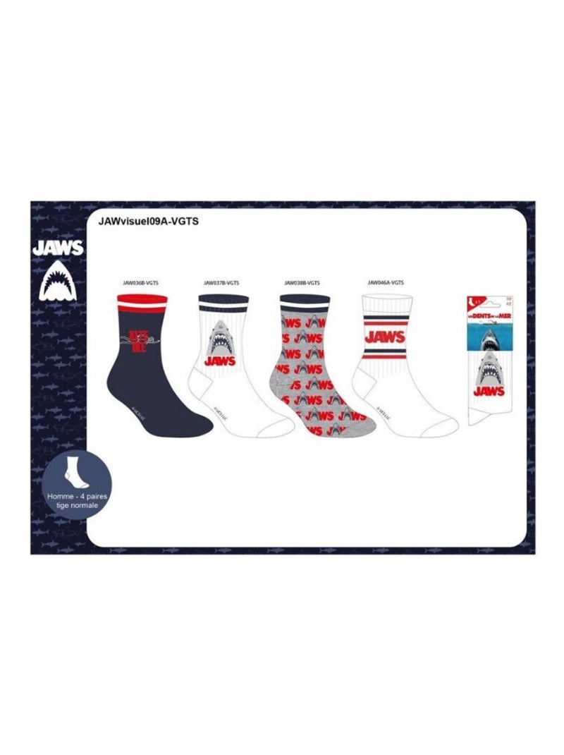 Calcetines Pack hombre JAWS - Pack de 4 Gris azul marino blanco - Kiabi