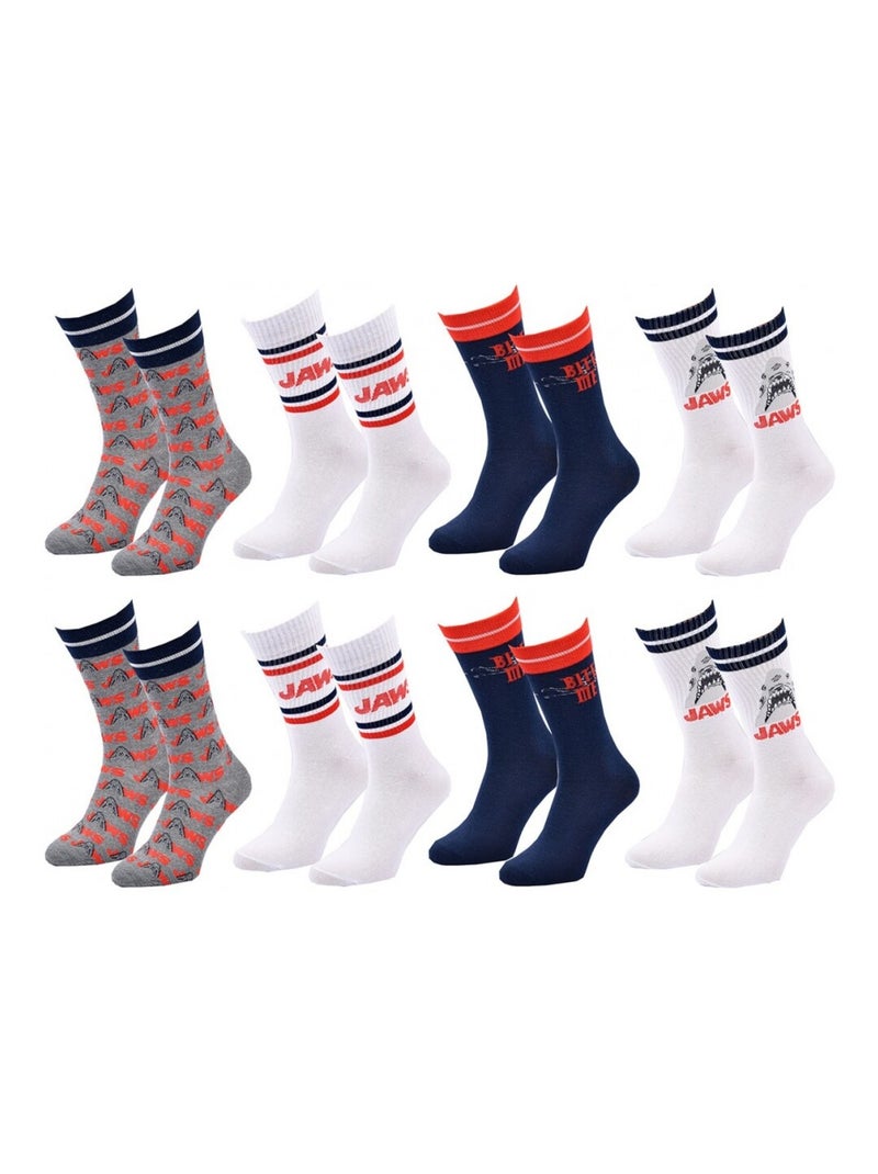 Calcetines Pack HOMBRE JAWS - Pack de 8 Gris azul marino blanco - Kiabi