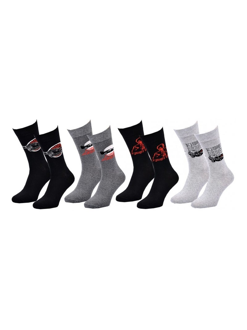 Calcetines Pack HOMBRE K2000 - Pack de 4 Negro Gris claro Negro - Kiabi