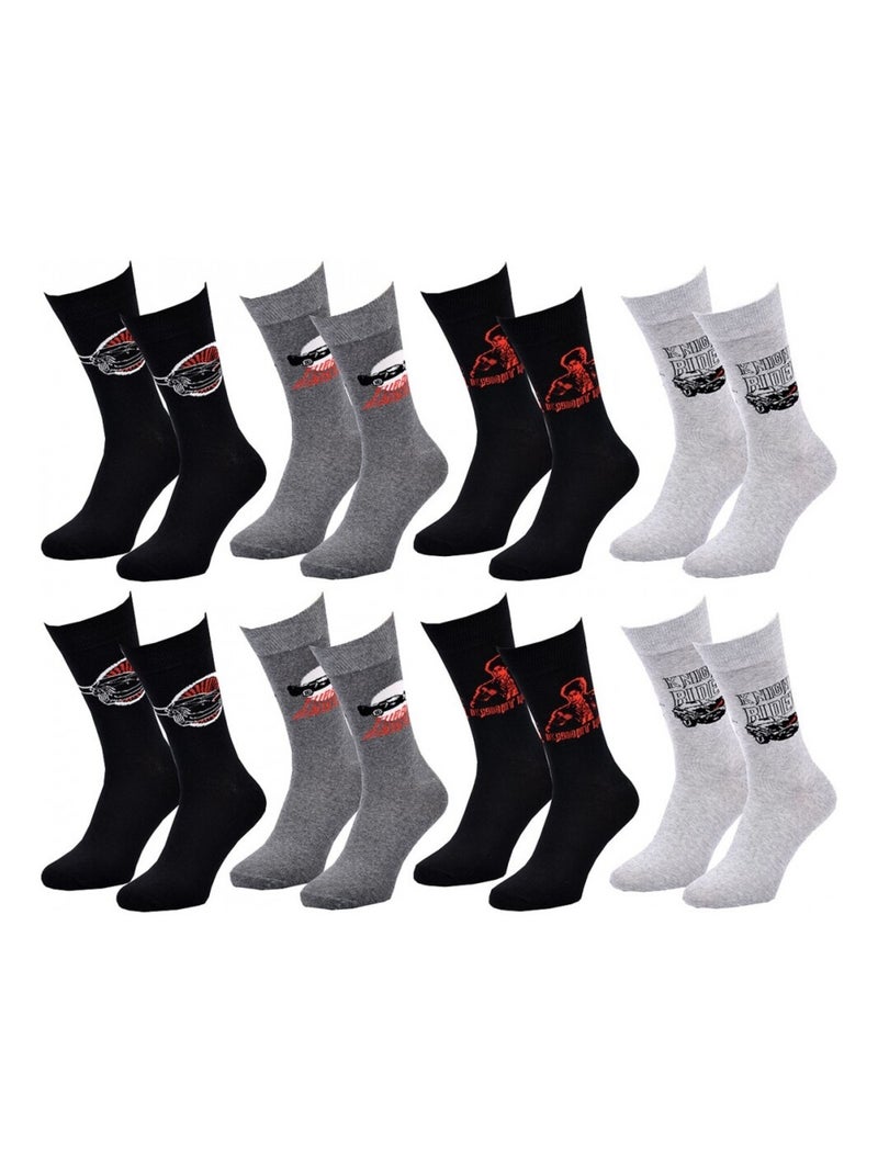 Calcetines Pack HOMBRE K2000 - Pack de 8 Negro Gris claro Negro - Kiabi