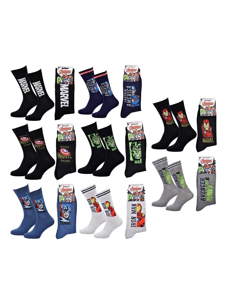 Calcetines Pack Hombre MARVEL AVENGERS Pack de 8 Pares Negro Multicolor Azul - Kiabi