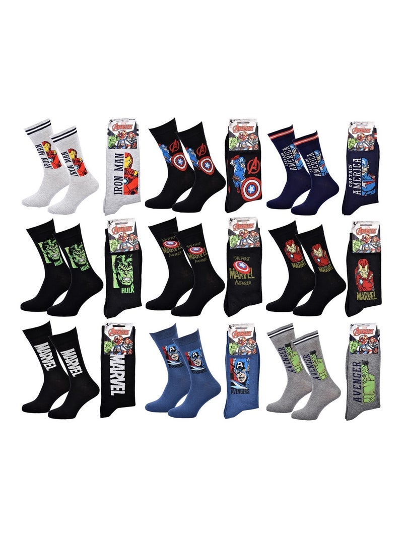 Calcetines Pack Hombre MARVEL AVENGERS Pack de 9 Pares Gris amarillo negro - Kiabi