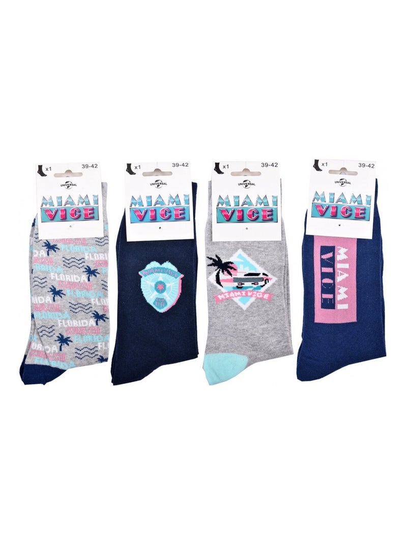 Calcetines Pack HOMBRE MIAMI VICE - Pack de 4 Azul Azul marino Gris - Kiabi