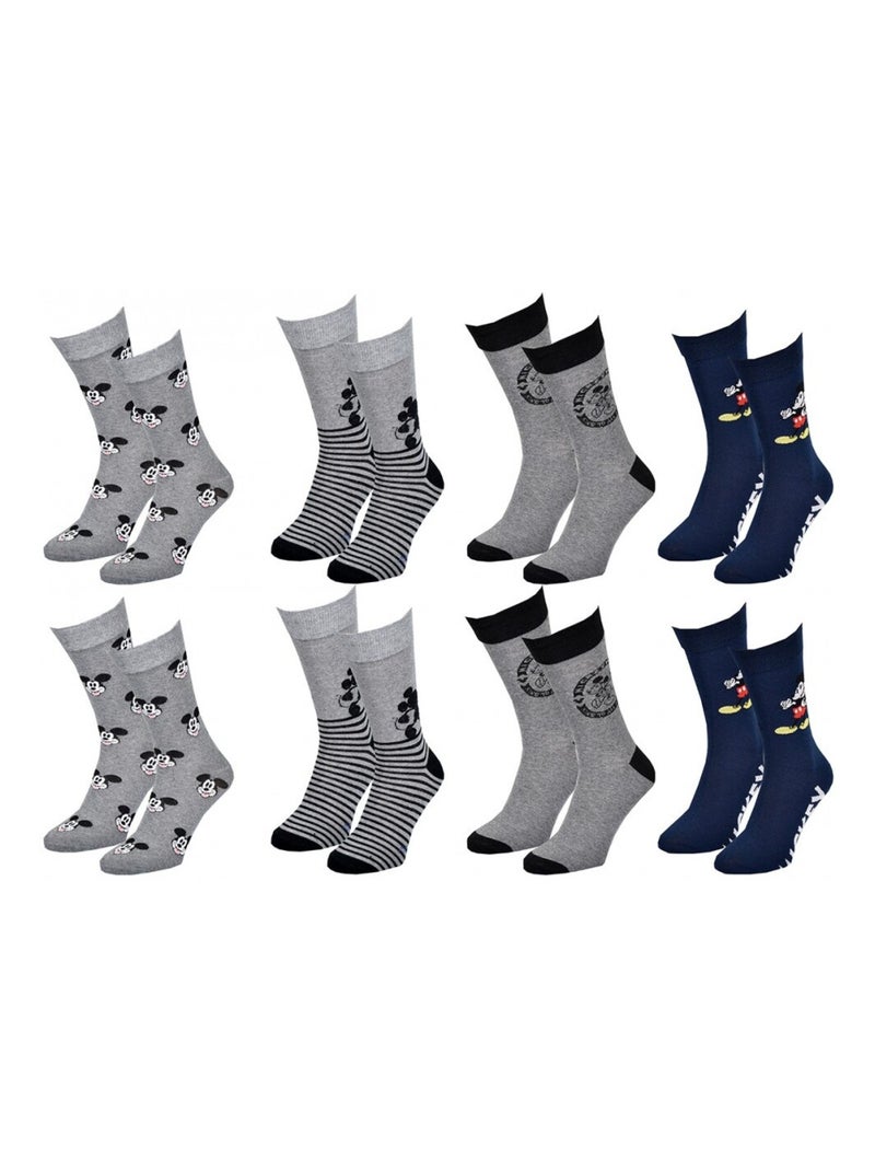 Calcetines Pack HOMBRE MICKEY - Pack de 8 Gris negro azul - Kiabi