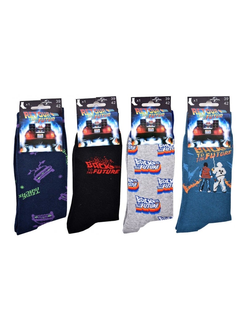 Calcetines Pack Hombre RETORNO AL FUTURO - Pack de 4 Azul Negro Gris - Kiabi