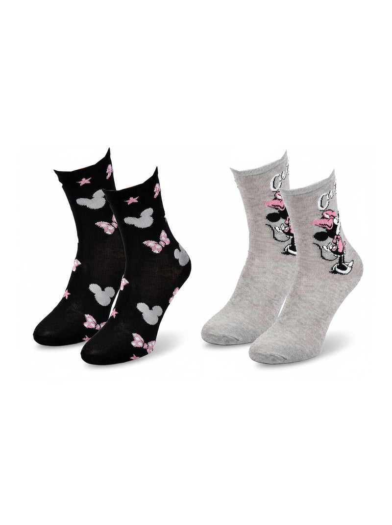 Calcetines Pack Mujer DISNEY MINNIE Pack de 2 Pares Negro Gris - Kiabi