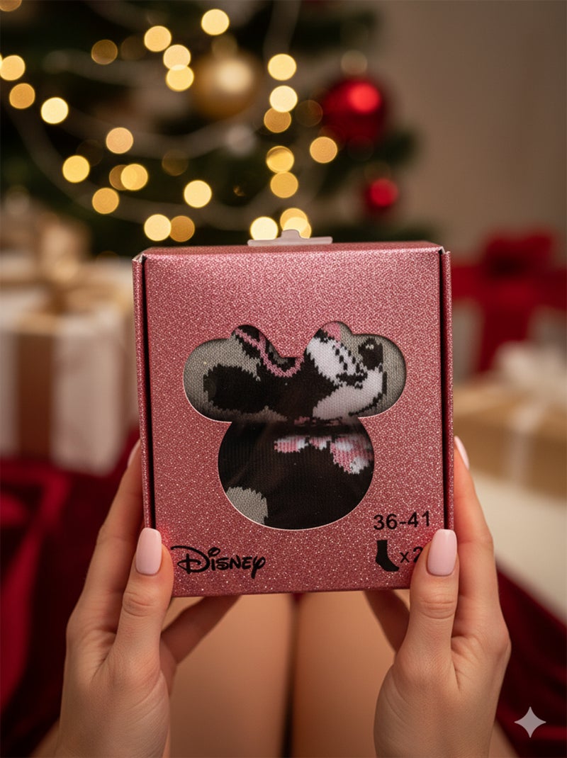 Calcetines Pack Mujer DISNEY MINNIE Pack de 2 Pares Negro Gris - Kiabi