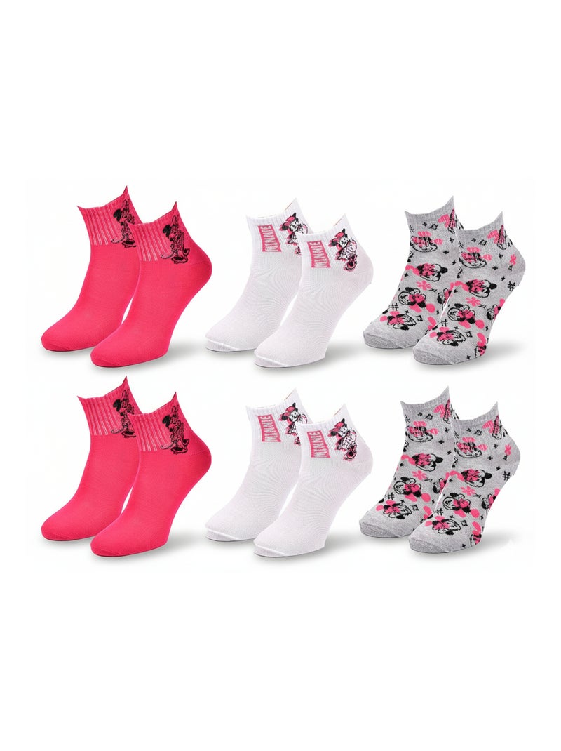Calcetines Pack Mujer DISNEY MINNIE Pack de 6 Pares Gris rosa blanco - Kiabi