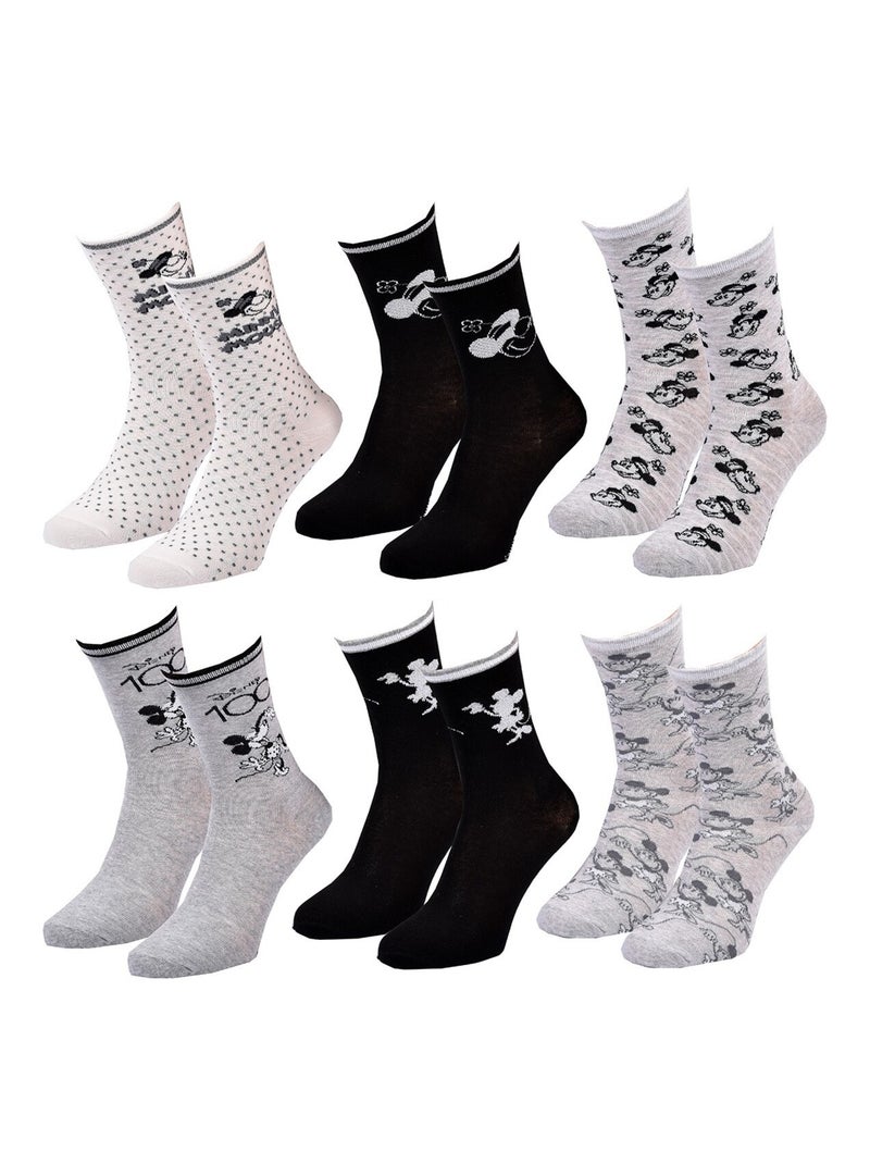 Calcetines Pack Mujer DISNEY MINNIE Pack de 9 Pares Gris rosa negro - Kiabi