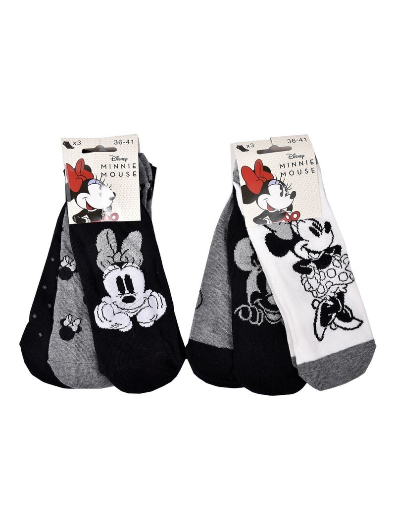 Calcetines Pack Mujer DISNEY MINNIE Pack de 9 Pares Negro Gris Blanco - Kiabi