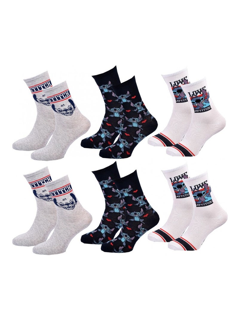 Calcetines Pack Mujer LILO Y STITCH - Pack de 9 Gris azul marino blanco - Kiabi