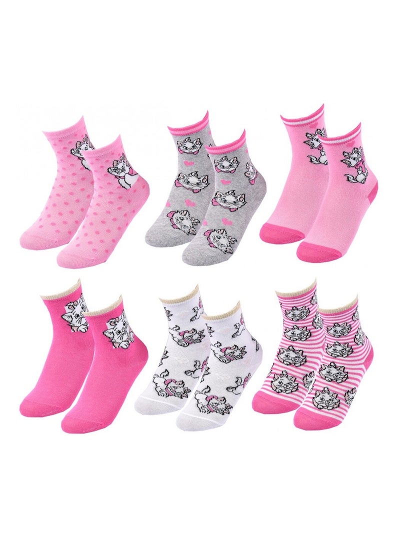 Calcetines Pack Niña DISNEY CLASSIC - Pack de 6 Gris rosa blanco - Kiabi